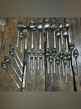 Vintage Danish Scroll silverware collection by International Steel discontinued